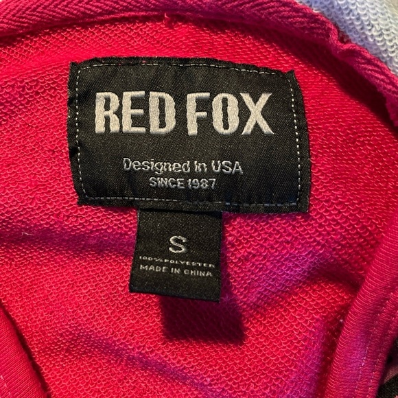 Red Fox Cropped Sweatshirt Hoodie pattern on front and hood size Small - Picture 3 of 6